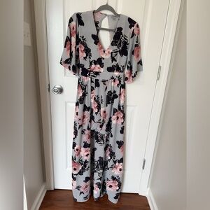 J for Justify Floral Romper Dress with Pink and Black Accents